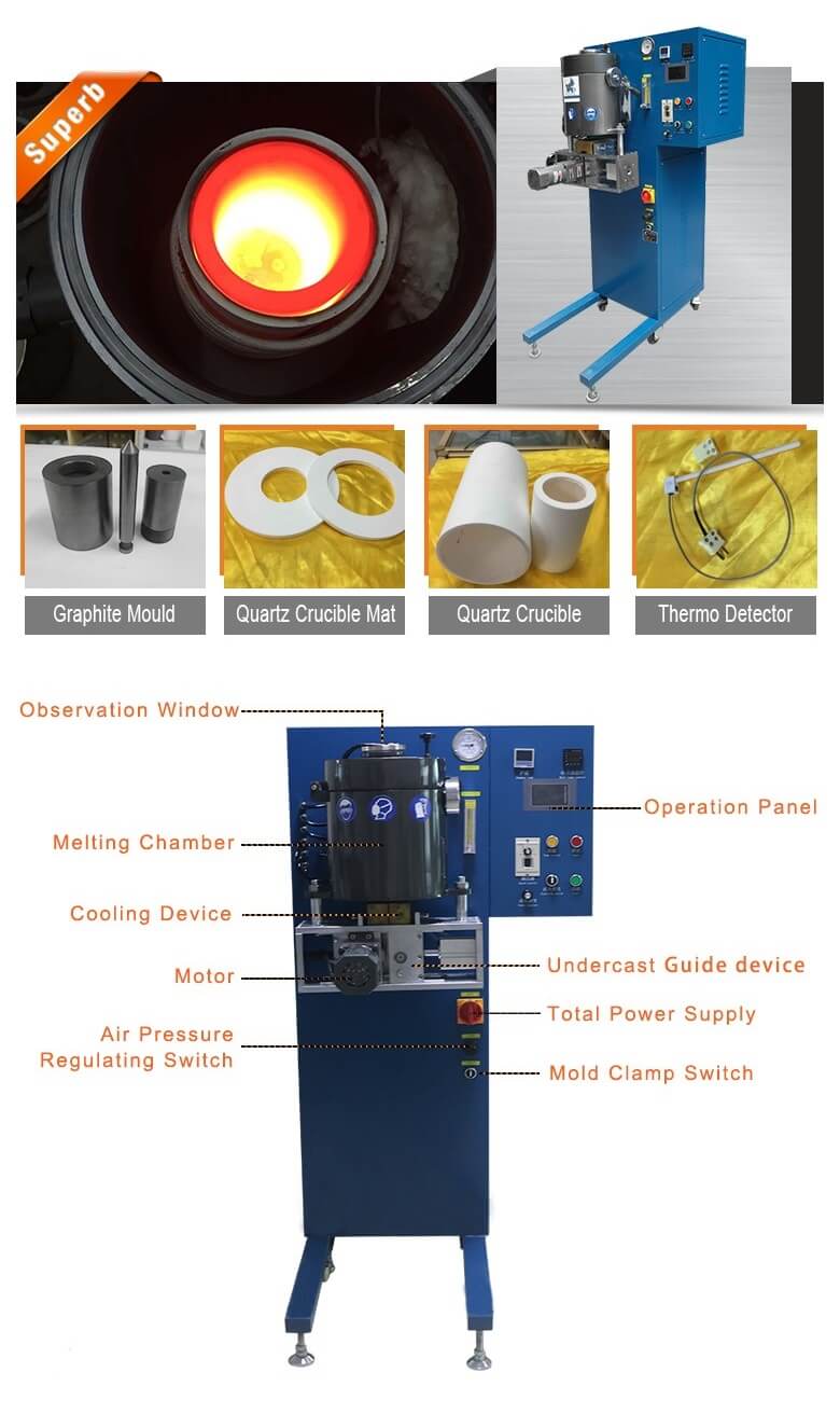 Jewelry continuous casting machine for gold, silver and copper Superb